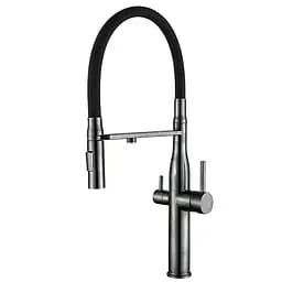 Змішувач для кухні на дві води з гнучким виливом Mixxus VTM-021 graphite MI6088 Графит