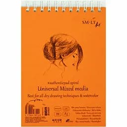 Альбом на спіралі  SM-LT Art Authentic mixed media А5 200 г/м2 40 аркушів білий колір  
