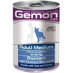 Влажный корм Gemon Dog Wet Medium Adult кусочки с тунцом и лососем, 415 г (70387880)