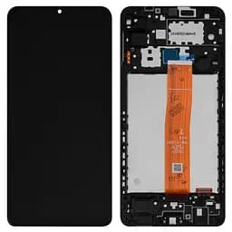 Дисплей для Samsung A127 Galaxy A12 Nacho, чорний, без рамки, Оригінал (переклеєне скло)