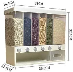 Органайзер для сипучих продуктів Assorted grain rice bucket JC-2170 Диспенсер для круп 6 секцій - мініатюра 7