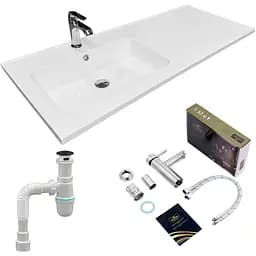 Раковина накладная Adamant FLATE 120L, прямоугольная, с сифоном Click-Clack + смеситель (4824296208601)