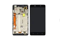 Дисплей для Lenovo A6000/A6010 с черным тачскрином и корпусной рамкой