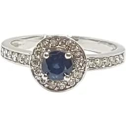 Золоте кільце Геліос з діамантами і сапфіром. Артикул 130806/1 18,5