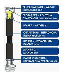 Шланг для води Aquastrong Nylon 1/2" ВВ 80 см 30412 - мініатюра 3