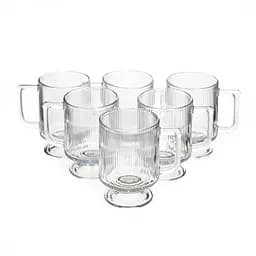 Набор стеклянных чашек 300 мл 6 штук из рифленого стекла Прозрачный Yiwu HP-19-L7