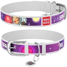 Ошейник для собак Waudog Design кожаный с QR паспортом рисунок Больше космоса S (2000150126153)