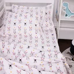 Простирадло MirSon на резинці Бязь Kids Time 17-0529 Bunnies white 70х130 см біле (2200008620158) - мініатюра 6