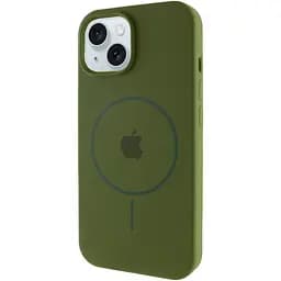 Чохол Epik Silicone Case Full Protective AA with MagSafe для Apple iPhone 15, 6.1 Зелений/Dark Olive