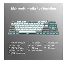 Клавиатура игровая механическая Aula Mechanical F-3287 White-Grey Keycap KRGD Blue - мініатюра 6