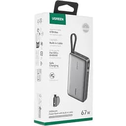 УМБ Ugreen 20000mAh PB550 67W USB-A, USB-C In/Out, с устройством USB-C cable Grey (55996B)