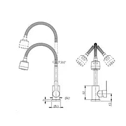 Змішувач для кухні Brinex Pure 015F41 з гнучким виливом Nickel BRIPUR015F41NKL - мініатюра 2