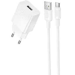 МЗП Borofone BAS71A Source 10.5W (1USB-A) + кабель USB to Type-C White