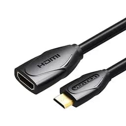 Подовжувач HDMI-miniHDMI v.1.2 Vention M/F PVC 1080P 60Hz gold-plated 1м, чорний (ABAAF)