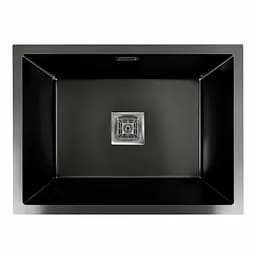Кухонная мойка Platinum Handmade PVD 58x43 черная монтаж под столешницу HSB (квадратный сифон 3,0/1,0), Черный