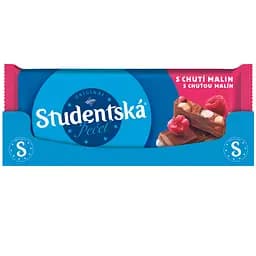 Шоколад Orion Studentska молочний з арахісом, желейними шматочками та малиновими шматочками 170 г