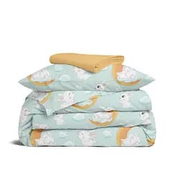 Дитяча постільна білизна в ліжечко SOFT BUNNY, м'ята (BunnyMoonOrangeMint_11Honey_140)