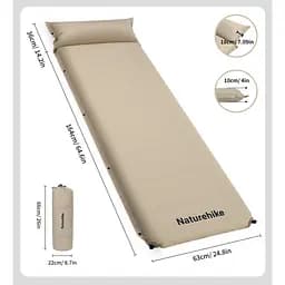Килимок самонадувний Naturehike (CNK2450WS020) 10см - з подушкою - одномісний - бежевий - мініатюра 2
