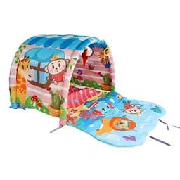 Розважальний тунель-килимок для малюків з підвісними іграшками та сенсорними елементами