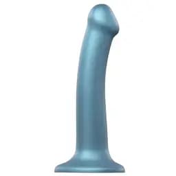 Насадка для страпону Strap-On-Me Mono Density Dildo Blue M одношаровий силікон гнучкий діаметр 3.3 см