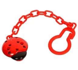 Цепочка для пустышки Курносики Божья Коровка, с клипсой, красный (7087 черв)