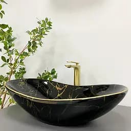 Умивальник VBI Turin marble black glossy накладний VBI-011505, Чорний матовий - мініатюра 4