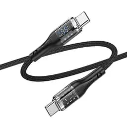 Кабель с дисплеем Hoco U115 Transparent Discovery Type-C to Type-C 1,2 м 100 Вт черный