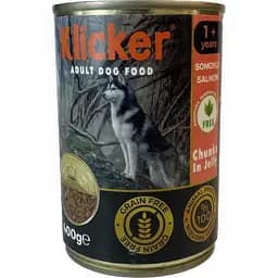 Вологий корм Klicker для дорослих собак шматочки лосося в желе  400 г.