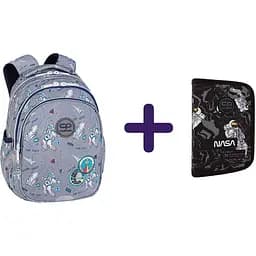 Набір: Рюкзак CoolPack Joy S Indian Zoo 21 л 39х28х15 см S сірий (E29541) + Пенал на блискавці CoolPack Clipper T-Rex з органайзером для ручок 20x14x3 см (F076853)