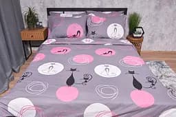 Комплект постільної білизни Moon&Star Бязь Gold Люкс Mauve Cats сімейний 160х220х2 наволочки 4х50х70 - мініатюра 3