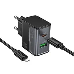 Зарядное устройство Hoco CS73A USB/ Type-C PD 30W QC midnight черный + кабель Type-C to Lightning