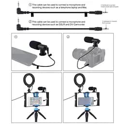 Комплект блогера Puluz PKT3025L 4в1 (кільцеве світло, кріплення, тримач для телефону, мікрофон) - мініатюра 5