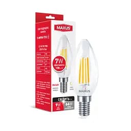 Лампа світлодіодна філаментна Maxus C37 FM 7W 2700K 220V E14 Clear
