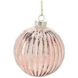 Ялинкова кулька Chomik скляна рельєфна 8 см рожево-біла (5900779842403_1)