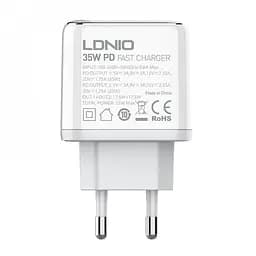 Зарядний пристрій блок-адаптер живлення Ldnio A2528C 35 W 2 порти USB-C біле - мініатюра 5