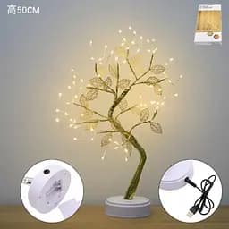 Світильник нічник Bonsai LED Дерево Роса 50 см з підсвіткою, USB та батарейки, сріблястий - мініатюра 5