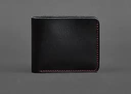 Кожаное портмоне 4.1 (4 кармана) черное с красной нитью