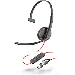 Гарнитура Poly компьютерная моно On-ear Blackwire 3210 USB-A USB-C однонаправленный черный (8X214AA)