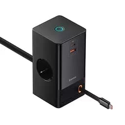 Зарядний подовжувач Baseus PowerCombo Digital PowerStrip 2AC+1U+1C+Retractable-C 65W 150 см - мініатюра 2