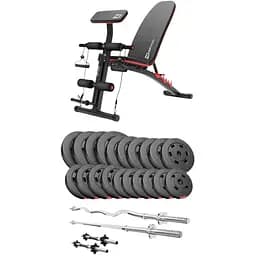 Набор Hop-Sport Premium 105кг со скамьей HS-1035 штангами и гантелями