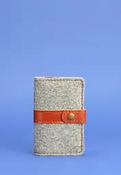 Фетровый кард-кейс (визитница) 6.1 с кожаными коричневыми вставками