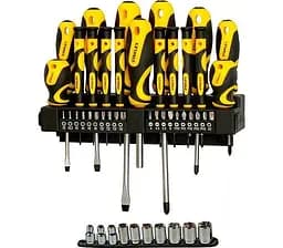 Отвертки 20 бит, SL, PH, Torx, H, 10 торцевых головок, набор 47шт Stanley hoz0014100