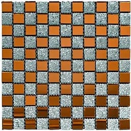 Мозаїка дзеркальна Wall Sticker 298х298х4.5мм Сірий+оранж SW-00002361