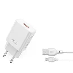 Мережевий зарядний пристрій XO L127 USB-A QC18W Fast Charging Charger with Micro cable Білий - мініатюра 4