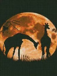 Алмазна мозаїка Жирафи на фоні місяця Strateg HX025 30х40 см