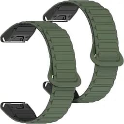 Ремешок DK CDK для Garmin Instinct 2X 26mm Silicone Shaped Magnetic Band 2 шт. (019625) (green / black)