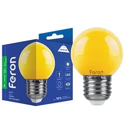 Лампа світлодіодна Feron LB-37 1Вт E27 жовта (25597)