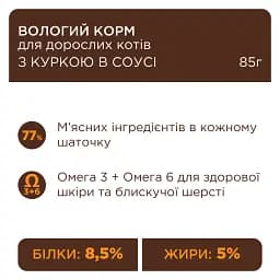 Вологий корм з куркою в соусі для дорослих котів Club 4 Paws Premium 0.085 кг - мініатюра 4