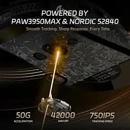 Ігрова бездротова мишка Attack Shark R11 Ultra / Три режими підключення / 42 000 DPI / Cенсор PixArt PAW3950MAX / Black - мініатюра 9