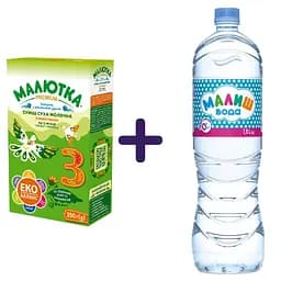 Набір: суха молочна суміш Малютка Premium 3, 350 г + дитяча вода Малиш 1.5 л
